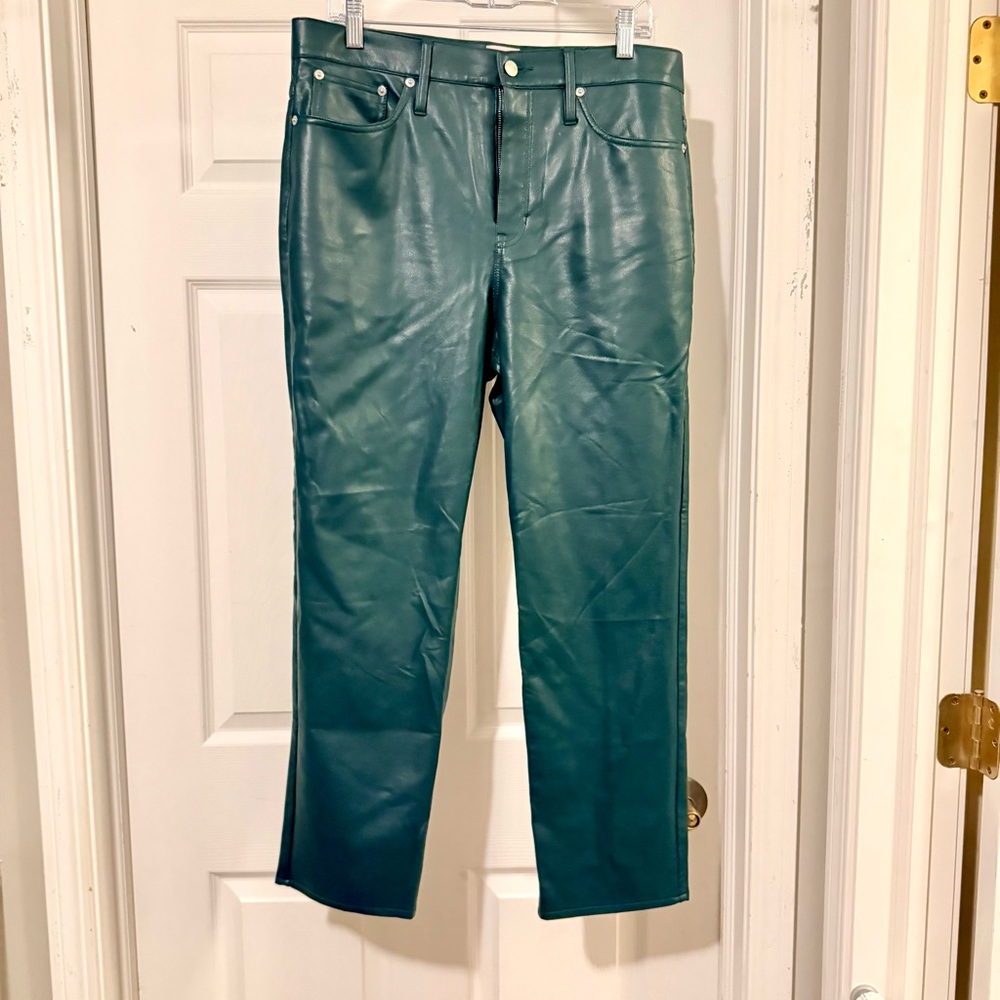 J. Crew Dark Green Pleather Pants